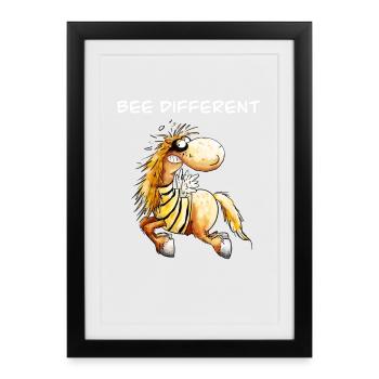 Drôle de cheval comme abeille I Cheval disant - Affiche encadrée (27 × 37 cm) - noir - Devant