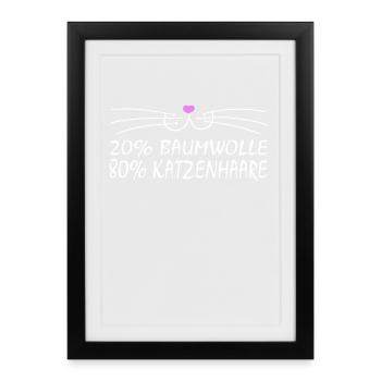 Katze Katzen Cat Kätzchen Mieze - Gerahmtes Poster (27 × 37 cm) - Schwarz - Vorne