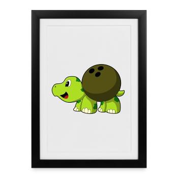 Tortue Bowling Boule de bowling - Affiche encadrée (27 × 37 cm) - noir - Devant