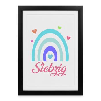 70. Geburtstag Regenbogen - Gerahmtes Poster (27 × 37 cm) - Schwarz - Vorne