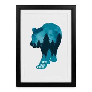Changement climatique Protection de l’environnement Bear Grizzly Durable - Affiche encadrée (27 × 37 cm) - noir - Devant