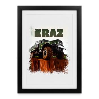 Kraz Truck GDR Rétro - Affiche encadrée (27 × 37 cm) - noir - Devant