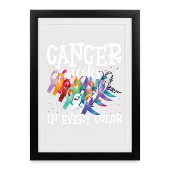 Sensibilisation au cancer Le cancer aspire toutes les couleurs - Affiche encadrée (27 × 37 cm) - noir - Devant