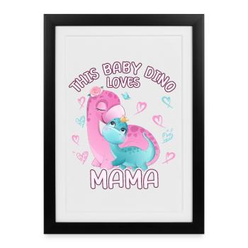 Maman Dino Babydino Brontosaurus - Affiche encadrée (27 × 37 cm) - noir - Devant