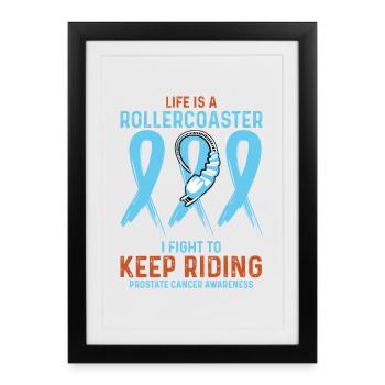 Prostate Cancer Awareness Light Blue Rollercoaster - Framed poster (27 × 37 cm) - black - Front