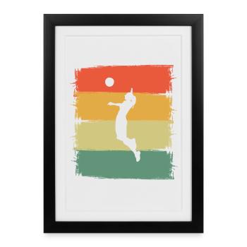 Volley-ball - Affiche encadrée (27 × 37 cm) - noir - Devant
