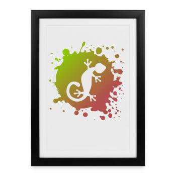Eidechse Echse - Gerahmtes Poster (27 × 37 cm) - Schwarz - Vorne
