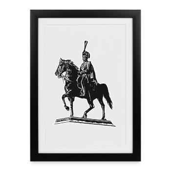 Roi cavalier de Hanovre - Affiche encadrée (27 × 37 cm) - noir - Devant