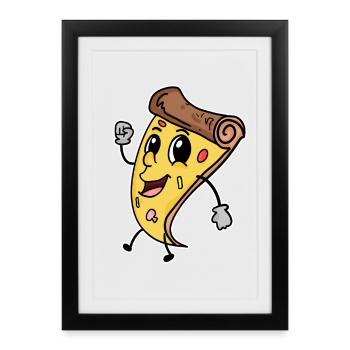 Pizza - Affiche encadrée (27 × 37 cm) - noir - Devant