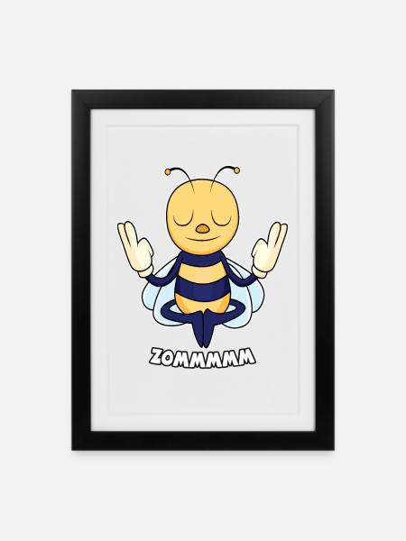 Zommm Yoga Biene - Gerahmtes Poster (27 × 37 cm) - Schwarz