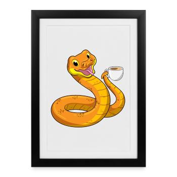 Tasse à café Serpent - Affiche encadrée (27 × 37 cm) - noir - Devant