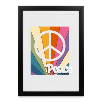 Paix Paix Liberté Pas de guerre Signe de paix - Affiche encadrée (27 × 37 cm) - noir - Devant
