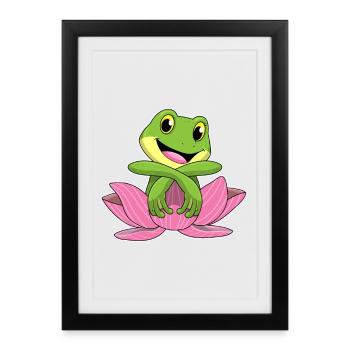 Frog lotus flower - Framed poster (27 × 37 cm) - black - Front