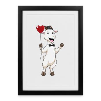Mariage en ballon du marié de chèvre - Affiche encadrée (27 × 37 cm) - noir - Devant