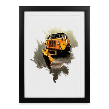 W50 Véhicule de déblaiement de routes Service d’hiver RDA - Affiche encadrée (27 × 37 cm) - noir - Devant