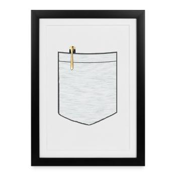 Poche poitrine avec stylo à bille - Affiche encadrée (27 × 37 cm) - noir - Devant