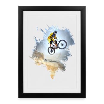VTT | Vététistes | Descente - Affiche encadrée (27 × 37 cm) - noir - Devant