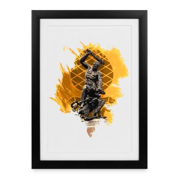 Fontaine d’Hercule Augsbourg - Affiche encadrée (27 × 37 cm) - noir - Devant