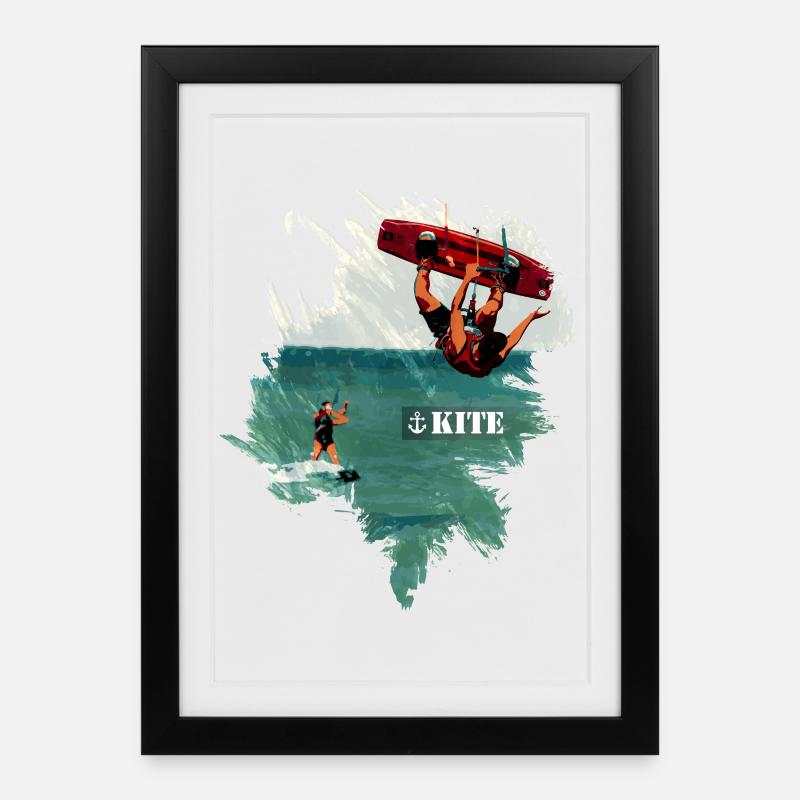 Kite Boarding | Kiting | Kite Surfing - Framed poster (27 × 37 cm) - black