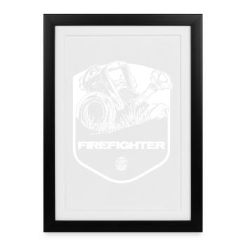 Firefighter - Framed poster (27 × 37 cm) - black - Front
