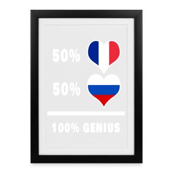 La France et la Russie génie / présent - Affiche encadrée (27 × 37 cm) - noir - Devant