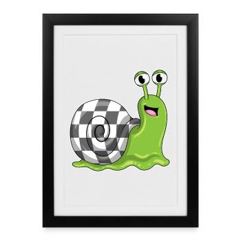 Snail Chessboard Chess Board Game - Framed poster (27 × 37 cm) - black - Front