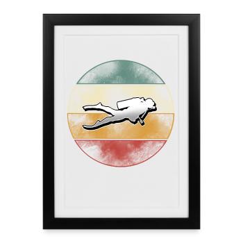 Divers Diving - Framed poster (27 × 37 cm) - black - Front