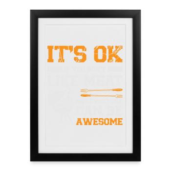 BBQ Grill Anti Vegetarian Carnivore - Framed poster (27 × 37 cm) - black - Front