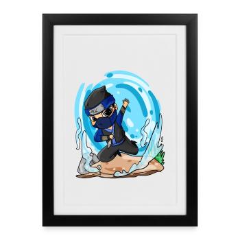 Ninja motif for children - Framed poster (27 × 37 cm) - black - Front