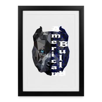American Bully ligne bleue Design - Affiche encadrée (27 × 37 cm) - noir - Devant