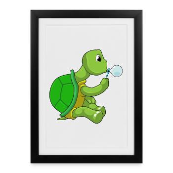 Bulles de savon Tortue - Affiche encadrée (27 × 37 cm) - noir - Devant