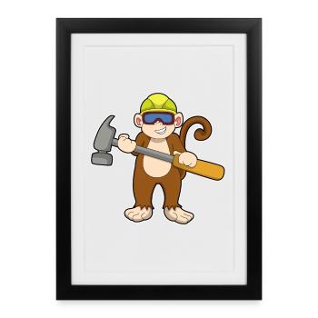 Monkey Craftsman Hammer Craft - Framed poster (27 × 37 cm) - black - Front