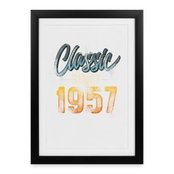 1957 Année de naissance Anniversaire Année de construction Millésime - Affiche encadrée (27 × 37 cm) - noir - Devant
