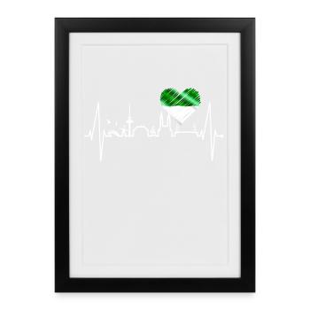 Bremen Skyline Bremer Herzschlag Fan Herz Liebe - Affiche encadrée (27 × 37 cm) - noir - Devant