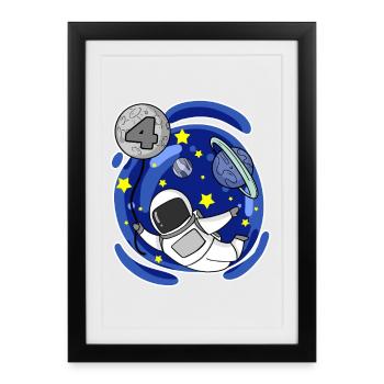 Garçon de 4 ans - 4 ans - J’ai 4 ans - Affiche encadrée (27 × 37 cm) - noir - Devant