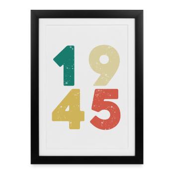 Jahrgang 1945 Rétro Vintage - Affiche encadrée (27 × 37 cm) - noir - Devant