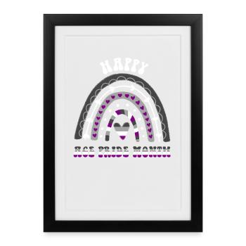 Happy Ace Pride Mois De l’arc-en-ciel asexué - Affiche encadrée (27 × 37 cm) - noir - Devant
