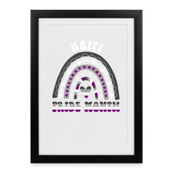 Joyeux mois de la fierté Ace Pride Rainbow - Affiche encadrée (27 × 37 cm) - noir - Devant