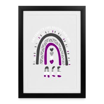 Ace Pride Boho Arc-en-ciel - Affiche encadrée (27 × 37 cm) - noir - Devant