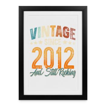 2012 Année de naissance Anniversaire Année de construction Millésime - Affiche encadrée (27 × 37 cm) - noir - Devant