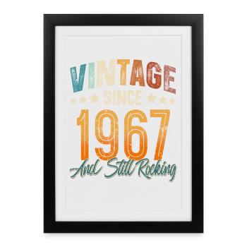 1967 Année de naissance Anniversaire Année de construction Millésime - Affiche encadrée (27 × 37 cm) - noir - Devant