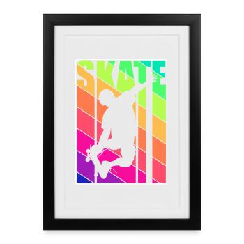 Skateboard - Skate - Affiche encadrée (27 × 37 cm) - noir - Devant