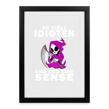 Sensenmann Dame - Gerahmtes Poster (27 × 37 cm) - Schwarz - Vorne