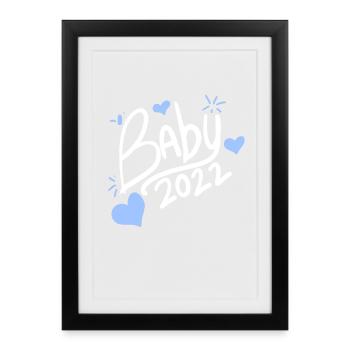 Bébé Jeune Fils 2022 - Naissance Enceinte 2022 - Affiche encadrée (27 × 37 cm) - noir - Devant