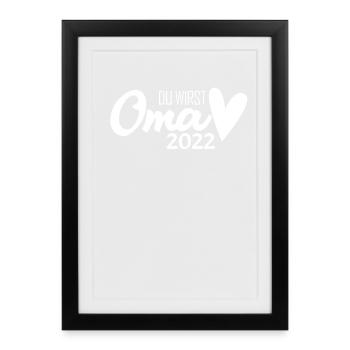 Oma 2022 - Werdende Oma 2022 - Gerahmtes Poster (27 × 37 cm) - Schwarz - Vorne