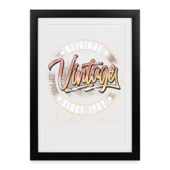 1987 Année de naissance Anniversaire Vintage - Affiche encadrée (27 × 37 cm) - noir - Devant