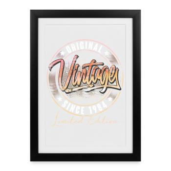 1984 Année de naissance Anniversaire Vintage - Affiche encadrée (27 × 37 cm) - noir - Devant