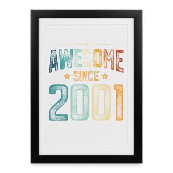 2001 Naissance Année de naissance - Affiche encadrée (27 × 37 cm) - noir - Devant