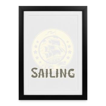 Voilier Marin Voilier - Affiche encadrée (27 × 37 cm) - noir - Devant