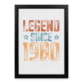 1980 Naissance Année de naissance Anniversaire - Affiche encadrée (27 × 37 cm) - noir - Devant